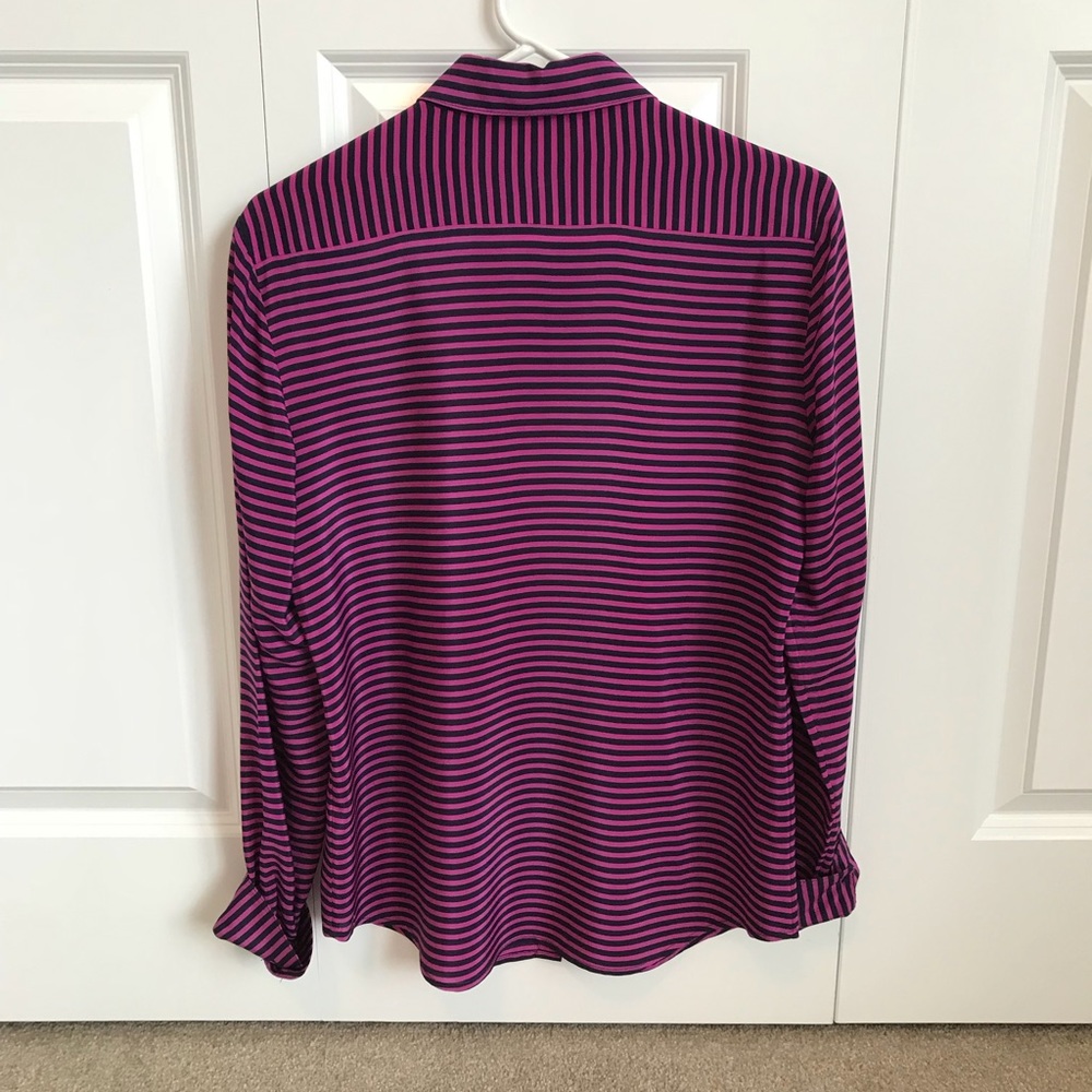 Banana Republic Pink & Navy Silk Button-Down - Picture 2 of 7